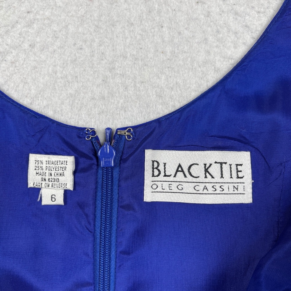 Oleg Cassini Black Tie Dress Set Womens‎ 6 Blue Maxi Gown Jacket Rhinestone - Picture 12 of 14